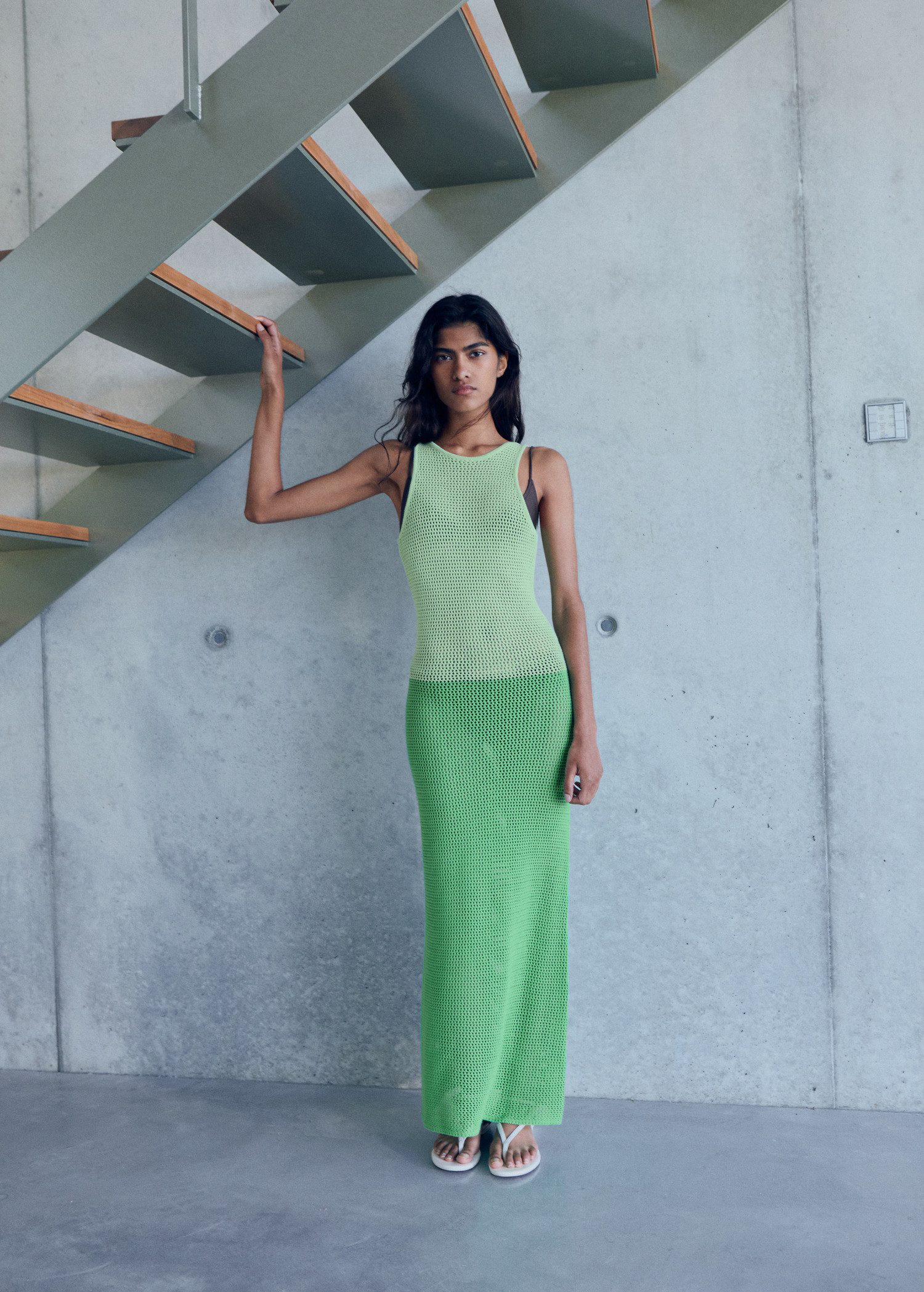 Long two-tone crochet dress | Mango (US/MX/AU)