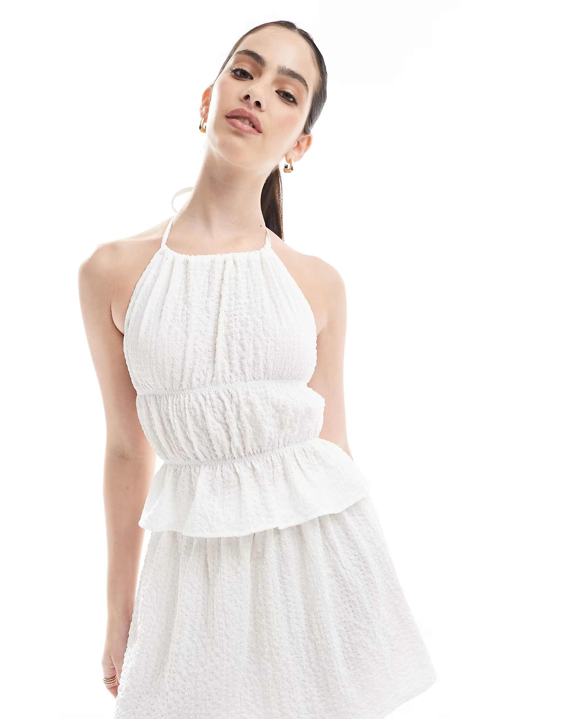 Esmee Exclusive high neck halter beach top in white | ASOS (Global)