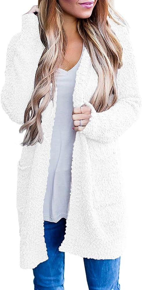 MEROKEETY Women's Long Sleeve Soft Chunky Knit Sweater Open Front Cardigan Outwear Coat | Amazon (US)