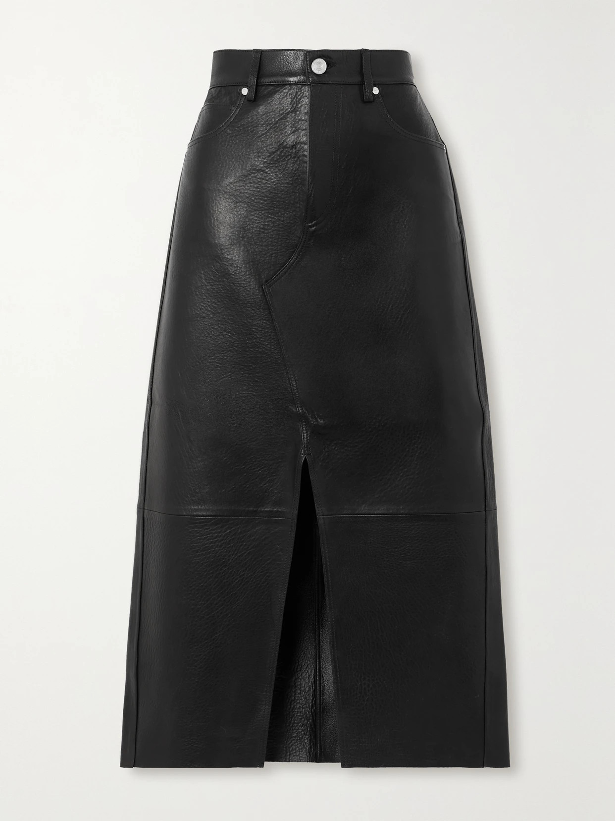 FRAME - Leather Midi Skirt - Black | NET-A-PORTER (UK & EU)