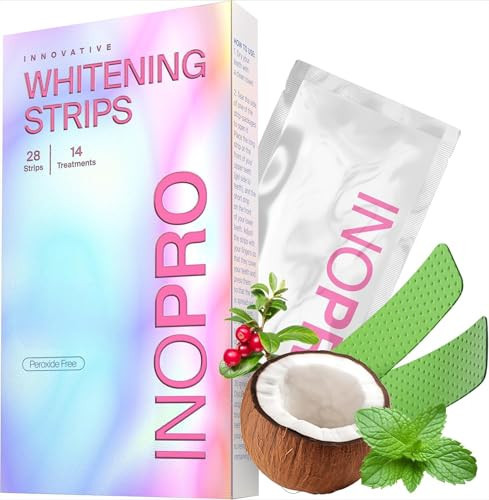 InoPro Teeth Whitening Strips 14 Treatments Kit - Enamel Safe Teeth Whitener, Peroxide-Free, Green White Strips for Teeth Whitening with Arbutin, Coconut Oil, Deep Stains Removal (28 Strips) | Amazon (US)