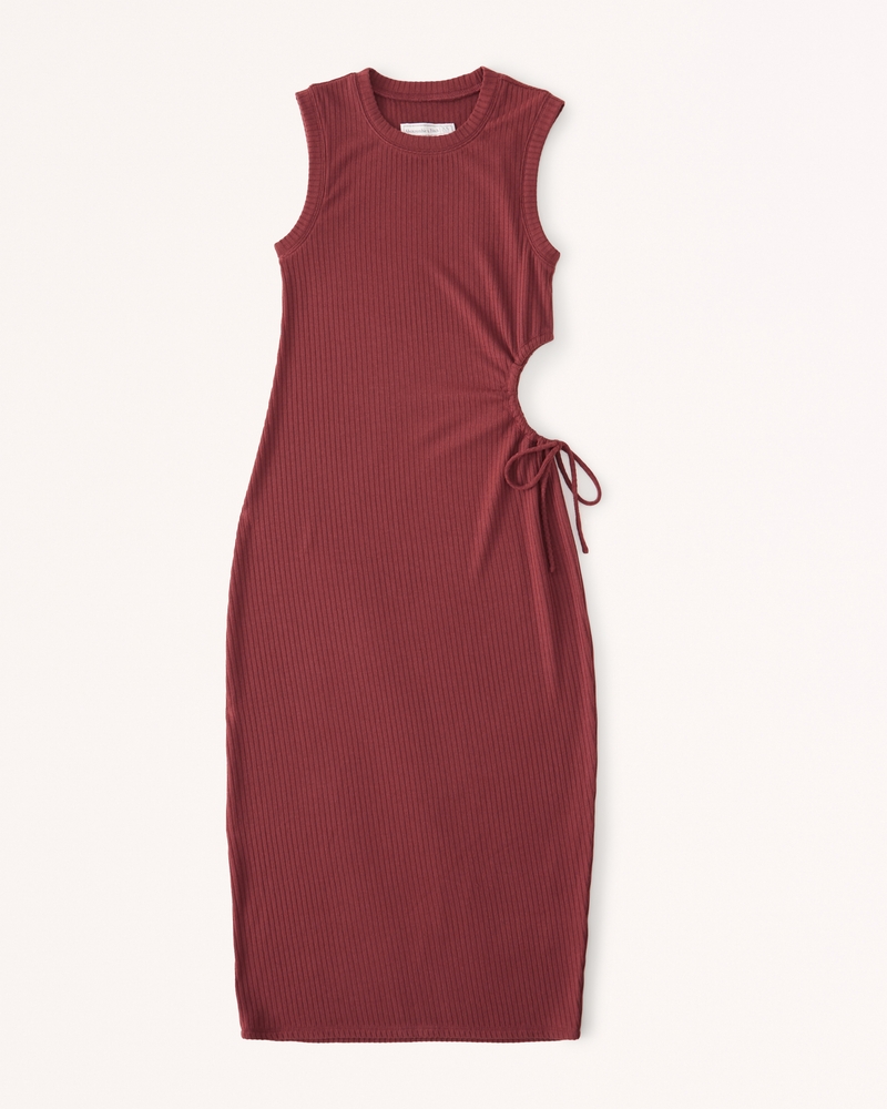 Cutout Ribbed Midi Dress | Abercrombie & Fitch (US)