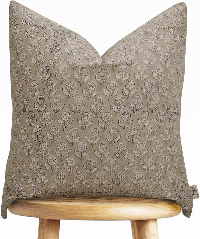 Handmade Block Print 100% Thick Cotton 20" x 20" Accent Throw Cushion Cover with Zipper - Pillowc... | Amazon (US)