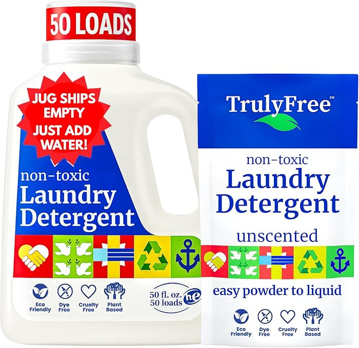 Truly Free Laundry Wash Detergent for Sensitive Skin, Gentle & Safe for Baby Clothes | Plant-Base... | Amazon (US)