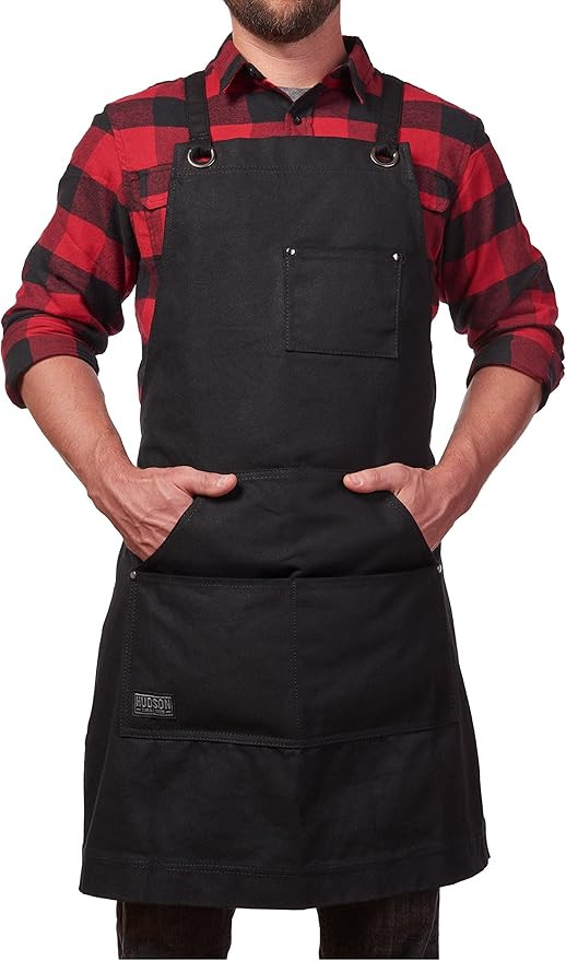 Hudson Durable Goods - Waxed Canvas Apron - Black Apron for Men and Women - With Pockets & Crossb... | Amazon (US)