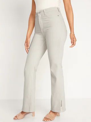 Higher High-Rise Off-White Side-Split Flare Jeans for Women | Old Navy (US)