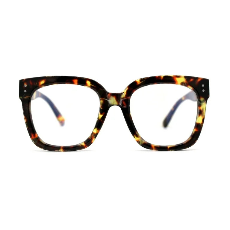 Thick Horned Boyfriend Frame Blue Light Blocking Computer Glasses Tortoise | Walmart (US)