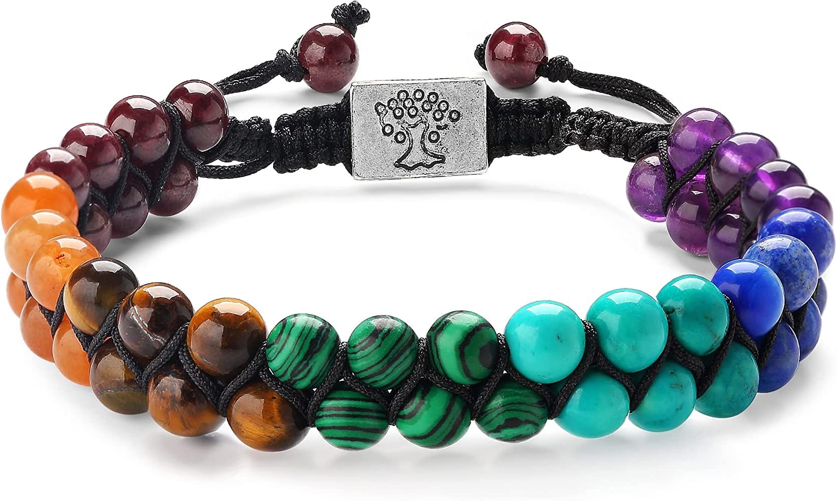 XIANNVXI 7 Chakra Stone Bead Yoga Meditation Bracelet Healing Crystal Double Layer Natural Gemstone  | Amazon (US)
