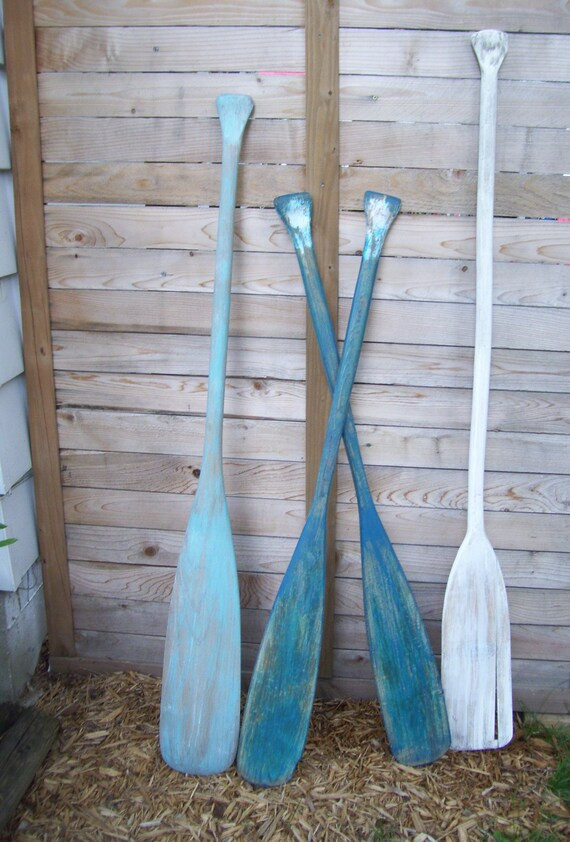 Wood Canoe Paddles Vintage Painted Boat Oars Beach Cabin - Etsy | Etsy (US)