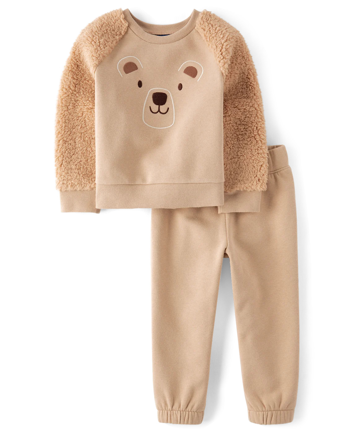 Baby And Toddler Embroidered Bear Premium Fleece 2-Piece Outfit Set - brown | The Children's Place