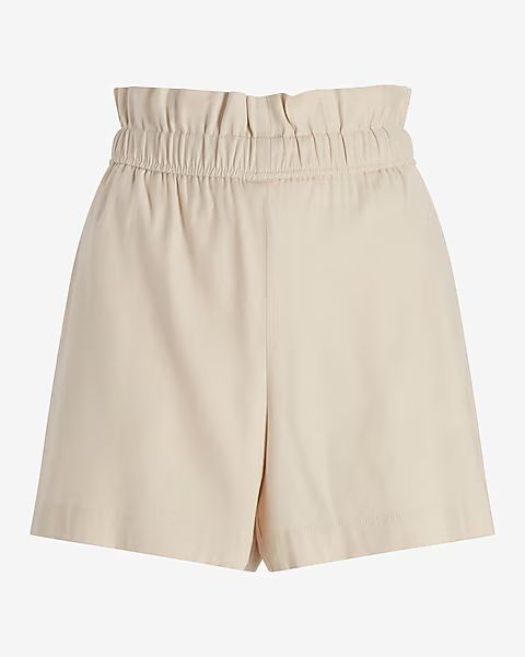 Super High Waisted Linen-Blend Paperbag Shorts | Express