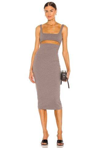 h:ours Dahlia Midi Dress in Charcoal from Revolve.com | Revolve Clothing (Global)