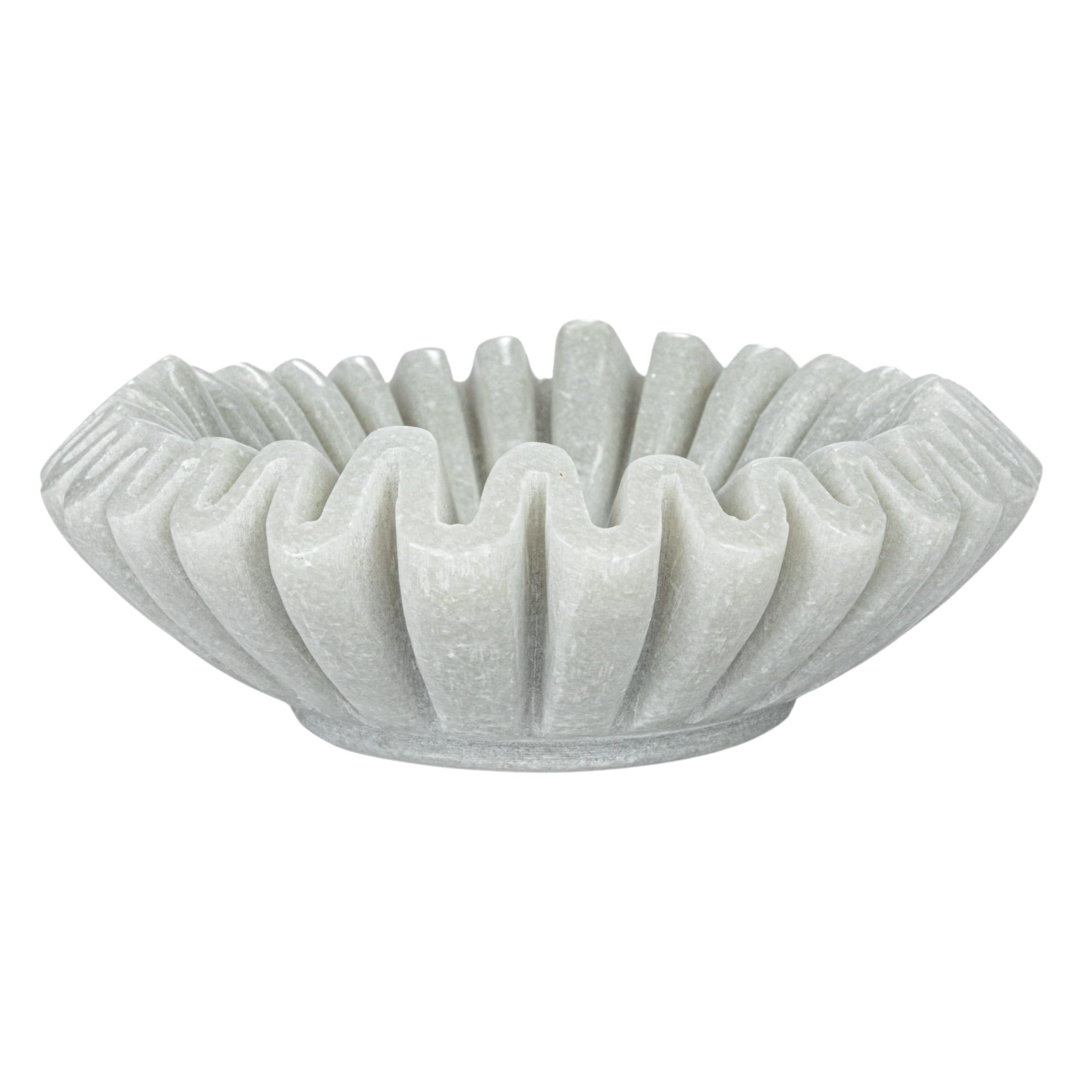 Amazon.com | Creative Co-Op Round Marble Pleated Dish, White: Serving Bowls | Amazon (US)