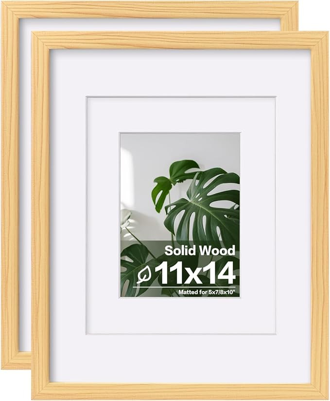 Egofine 11x14 Picture Frames Natural Wood 2 PCS Made of Solid Wood Covered by Plexiglass - for Ta... | Amazon (US)