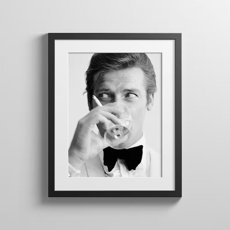 Roger Moore poster  Bond Martini Roger Moore James Bond Print | Etsy | Etsy (US)