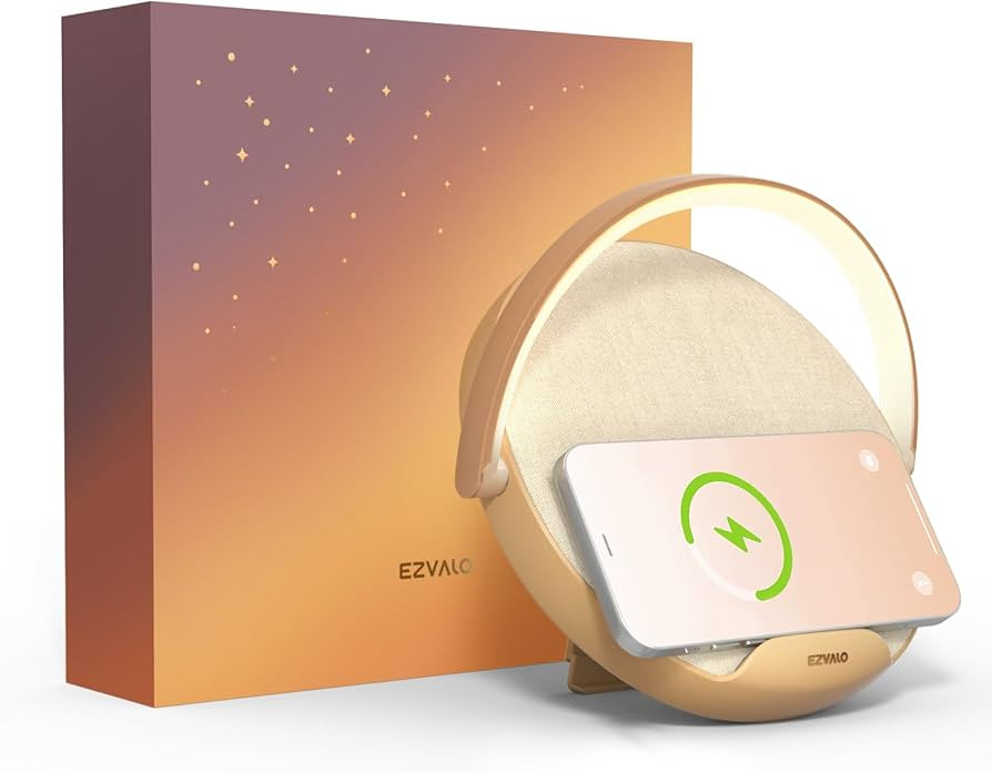 EZVALO LED Night Light, Bedside Lamp with Wireless Charger 10W, 4 in 1 Dimmable Nightstand Touch ... | Amazon (US)