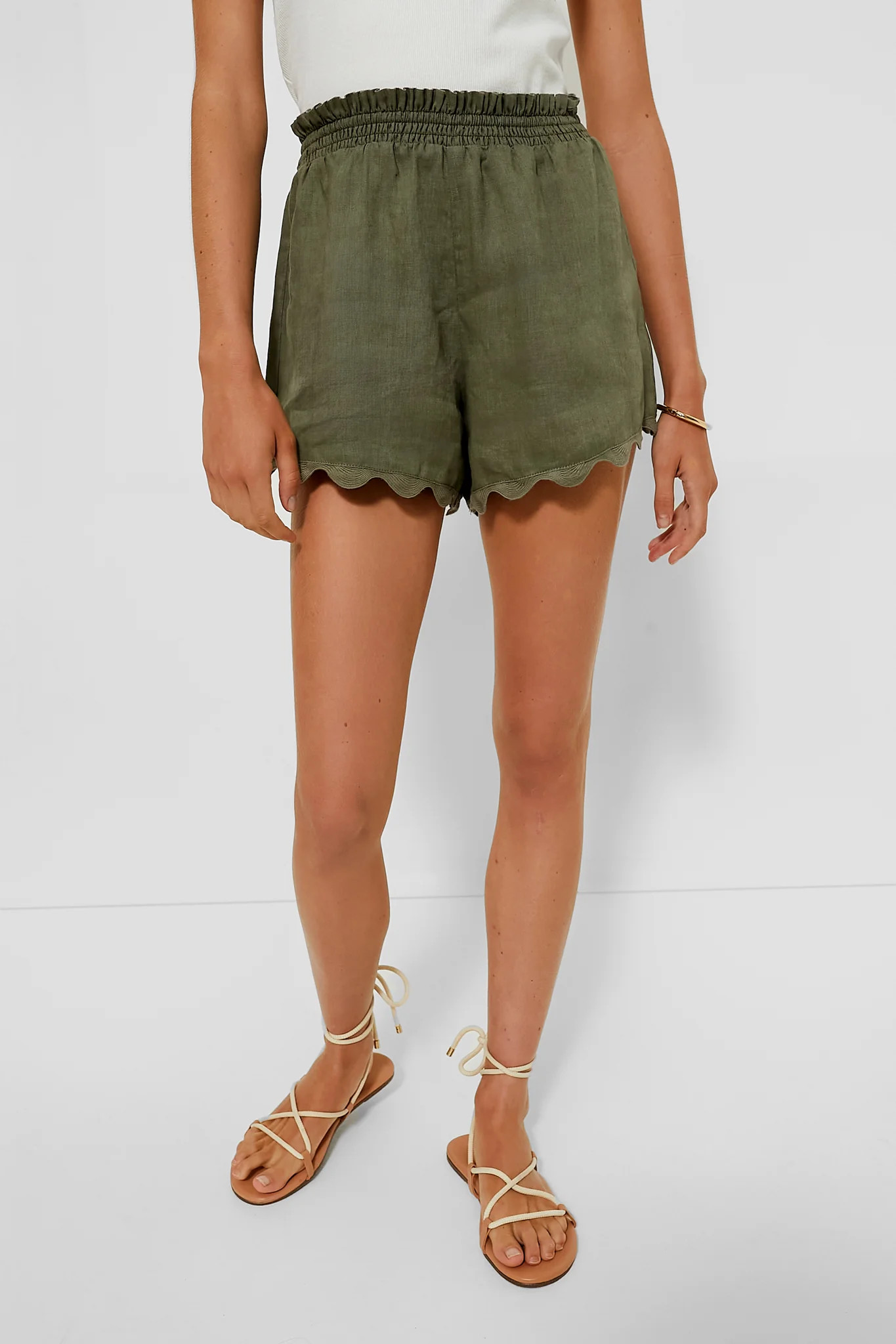 Army Green Linen Ava Short | Tuckernuck (US)