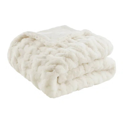 Ivory Ruched Fur Throw 50x60" | Wayfair North America