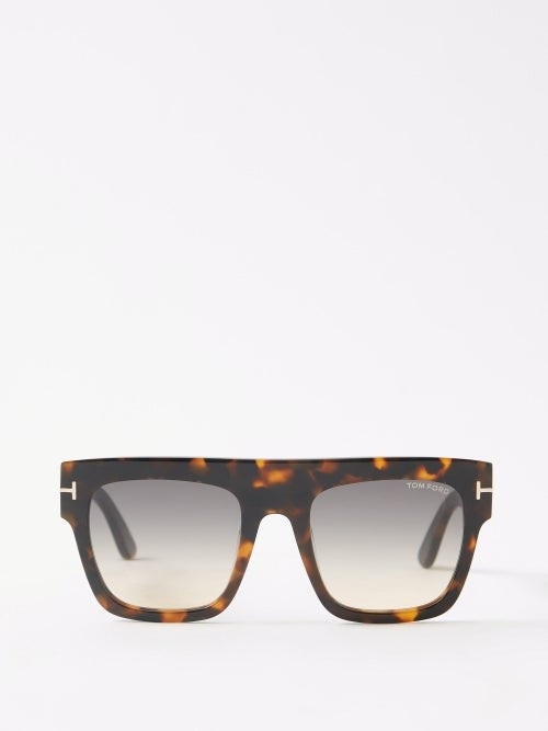 Tom Ford Eyewear - Fausto Square Acetate Sunglasses - Womens - Dark Tortoiseshell | Matches (US)