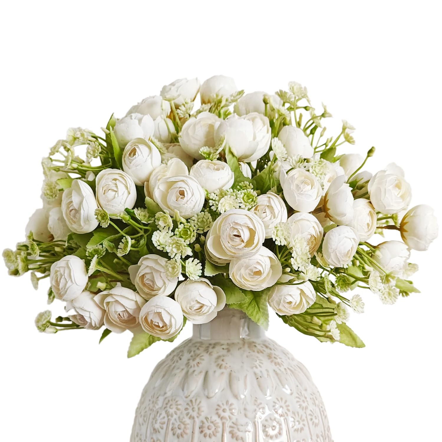 Letjolt Artificial Ranunculus Flower White Silk Flowers Faux DIY Bouquet for Wedding Engagement C... | Amazon (US)