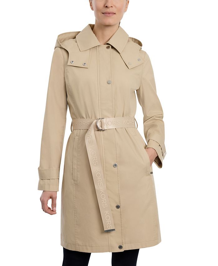 Michael Kors Women's Belted Hooded Raincoat & Reviews - Coats & Jackets - Women - Macy's | Macys (US)