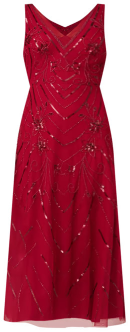 Adrianna Papell Women's Beaded V-Neck Sleeveless Mesh Dress - Macy's | Macy's