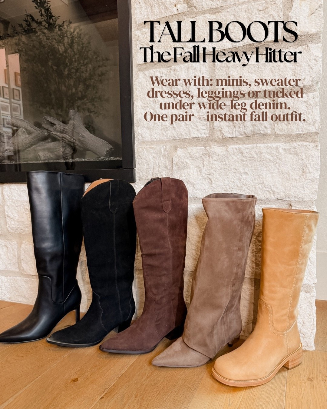 Tall boots I wear all fall!
I am in between 8.5. & 9. I always get a 9 in my tall boots because I usually wear a thicker sock.

#LTKMidsize #LTKWorkwear #LTKootd