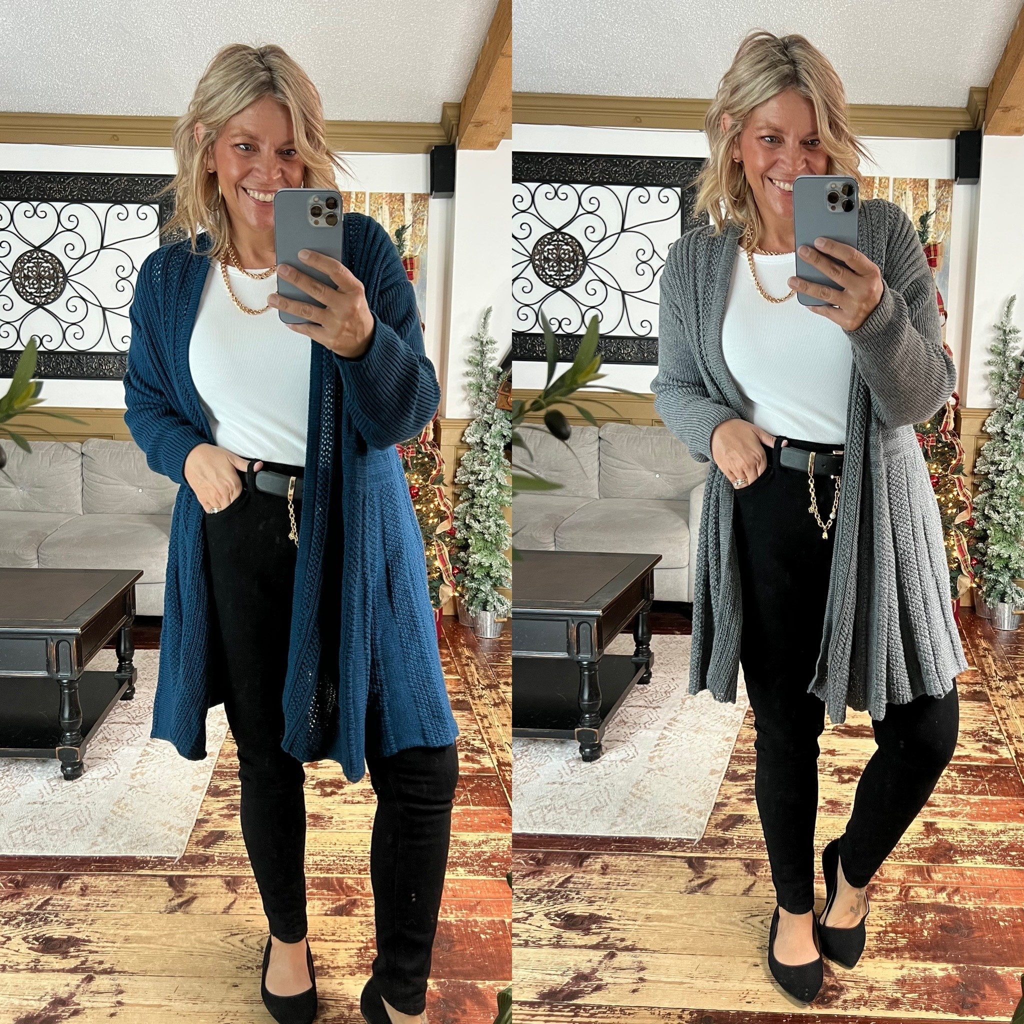 Longline flowy cardigan sie 12, skinny jeans size 14, bodysuit size xl
Winter outfit idea

#LTKFindsUnder50 #LTKOver40 #LTKMidsize