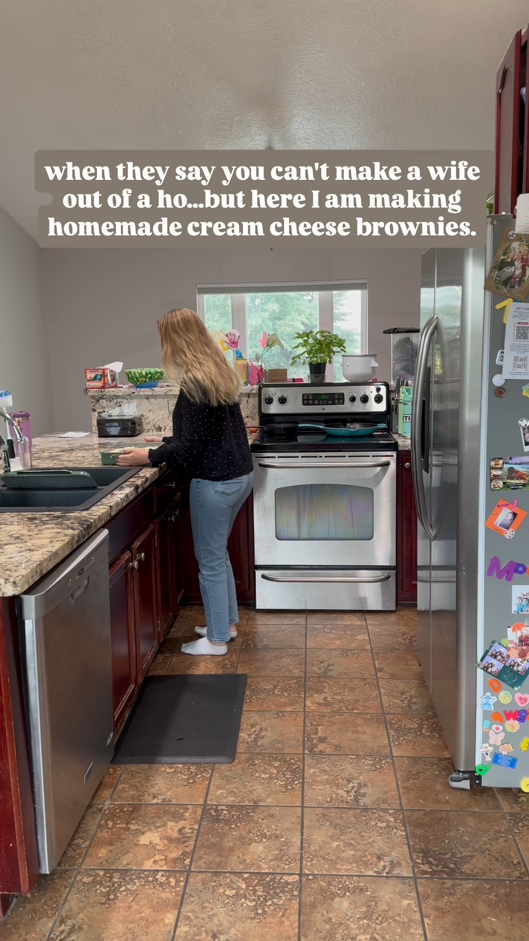 Can’t make a wife out of a ho? Girl, I’m baking cream cheese brownies while one kid is crying, one is coloring on the walls, and someone just spilled milk for fun. Chaos is my cardio and brownies are my therapy. 🍫🔥 #wifematerial #MomLifeUnfiltered #homemade #sarcasticmom #BrowniesAndBreakdowns #RaisingChaos #BakingMyWayThroughIt #bakingismytherapy

#LTKHome #LTKFindsUnder100 #LTKParties