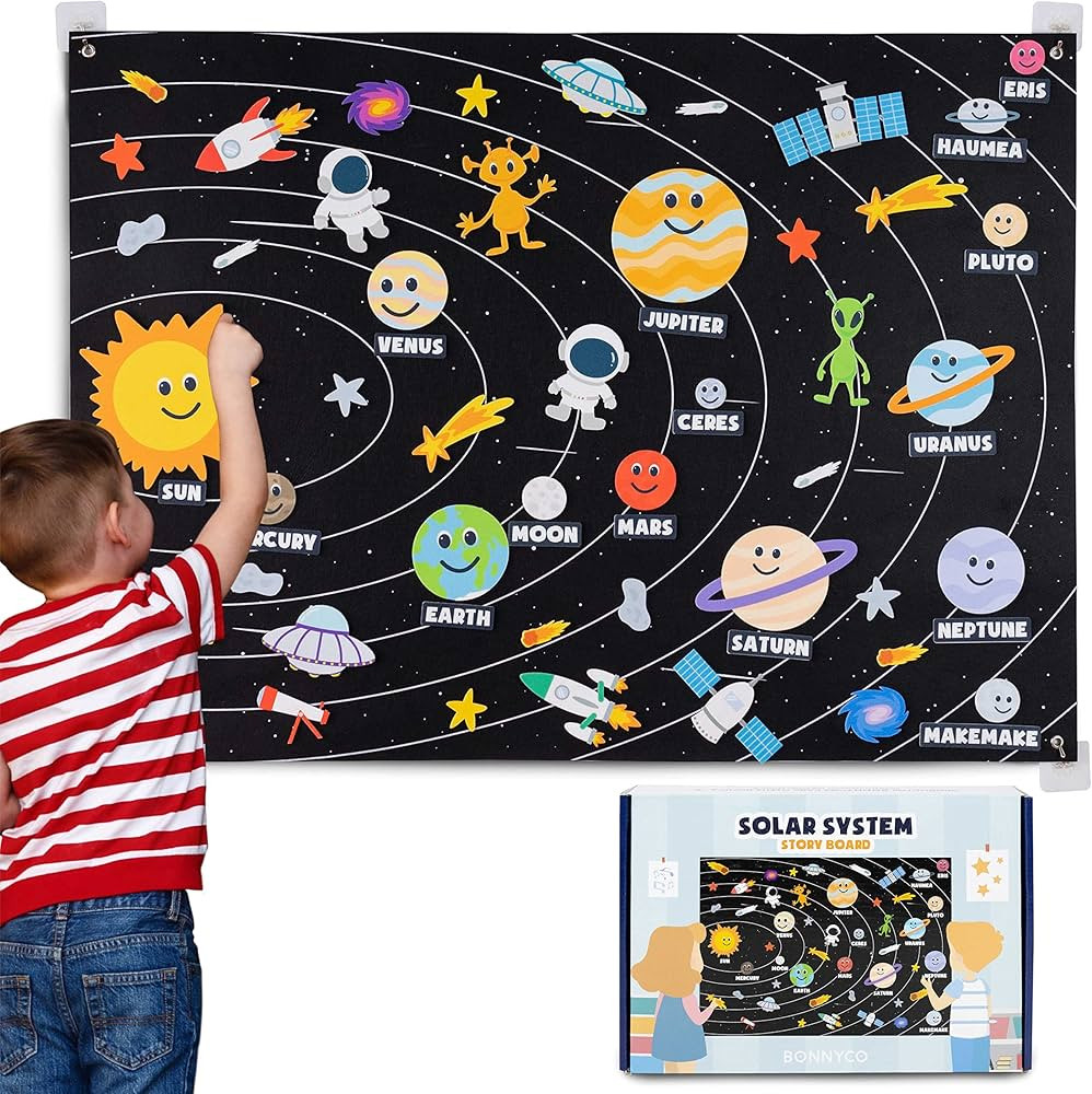 Solar System for Kids Toys with 61 Felt Figures - BONNYCO | Space Montessori Toys, Girls Boys Bir... | Amazon (US)