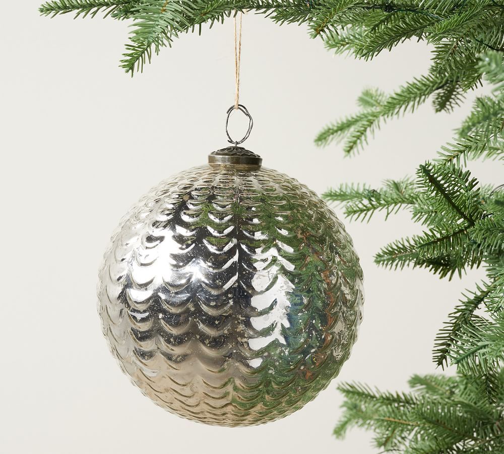 Oversized Mercury Glass Ornament, Silver, 8&amp;quot; Sphere, Set of 3 | Pottery Barn (US)