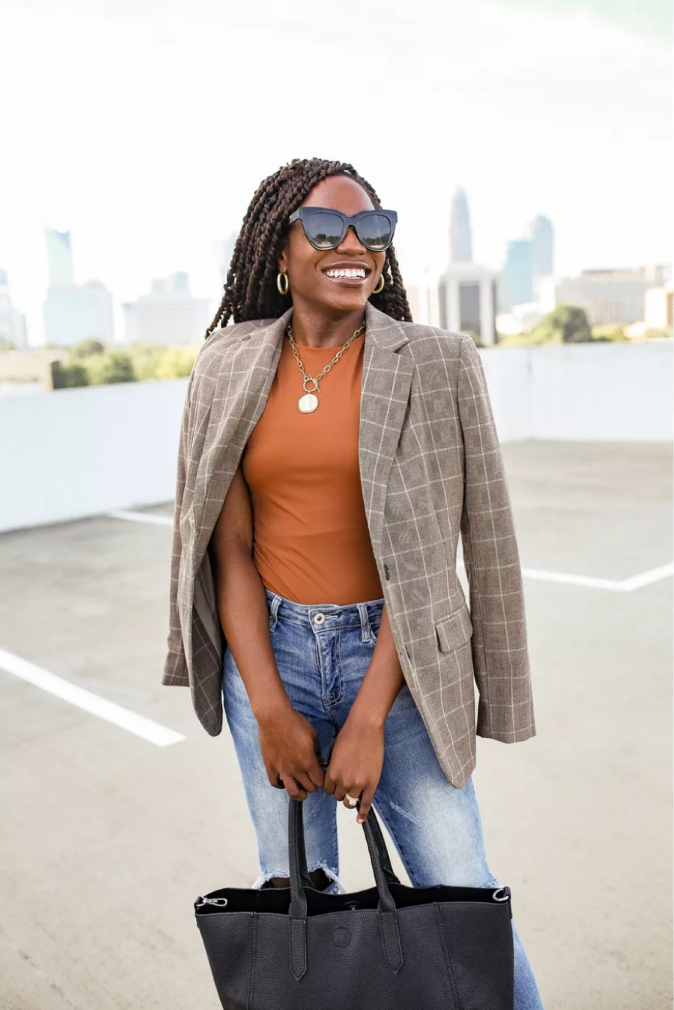 Brown plaid blazer outfits - amazon bodysuit - amazon jewelry - fall fashion 2022 
- work outfits 


#LTKworkwear #LTKunder100 #LTKSeasonal