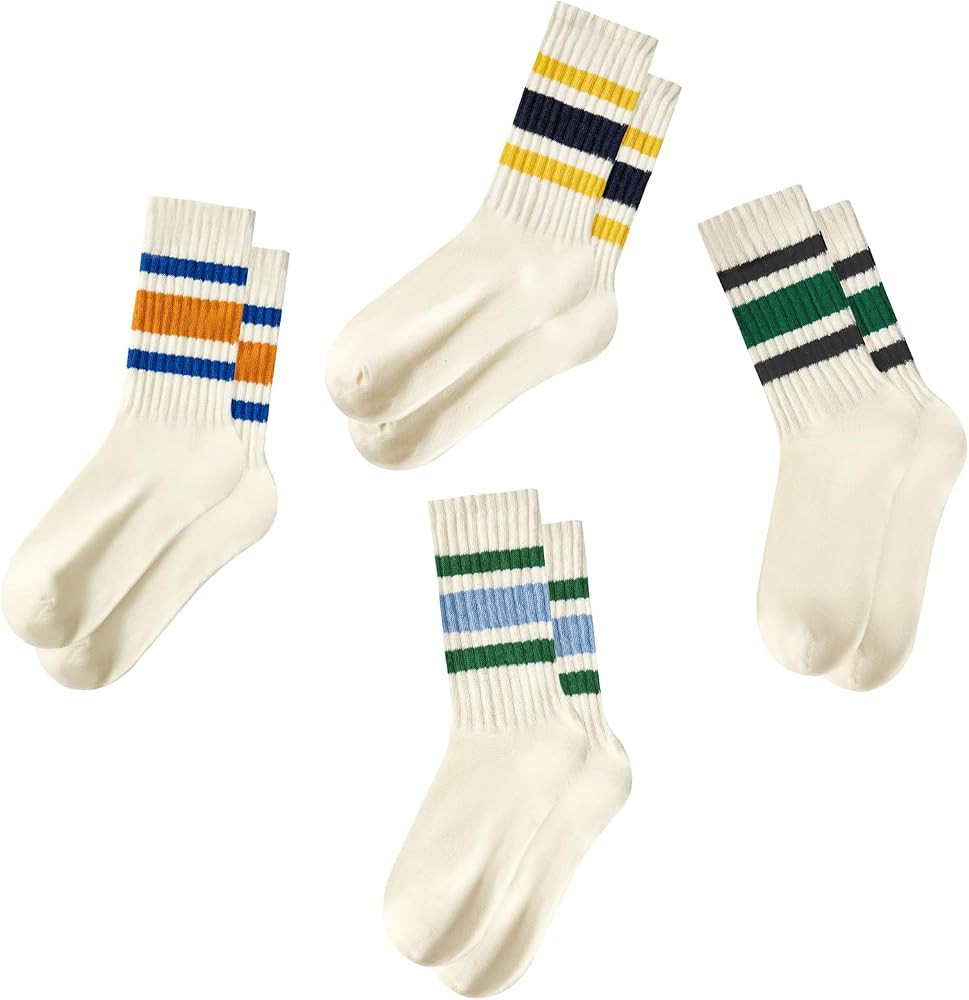 American Trends Retro Striped Crew Socks for Women Slouchy Athletic Calf Tube Socks Running Golf ... | Amazon (US)
