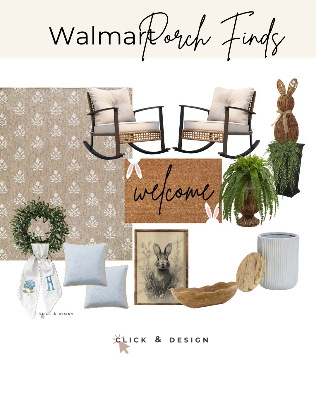 Nothing says spring like a pretty porch and a warm welcome 🌿 Found some darling Walmart pieces that add the sweetest seasonal touch. All linked on LTK! 

 