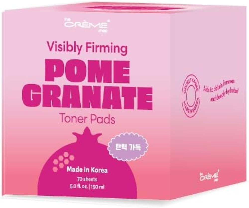 The Cr\u00e8me Shop Pomegranate Toner Pads with Collagen for Plumping and Firming, Textured Facia... | Amazon (US)