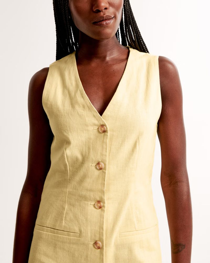 Women's The A&F Mara Linen-Blend Vest Mini Dress | Women's | Abercrombie.com | Abercrombie & Fitch (US)