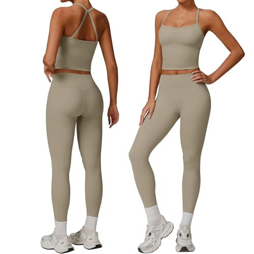 GXGPML Women Workout Sets (2025 NEW), 2 Piece Yoga Outfit Open Back Tank Top High Waisted Leggings Gym Sets Tracksuits For Women | Amazon (US)