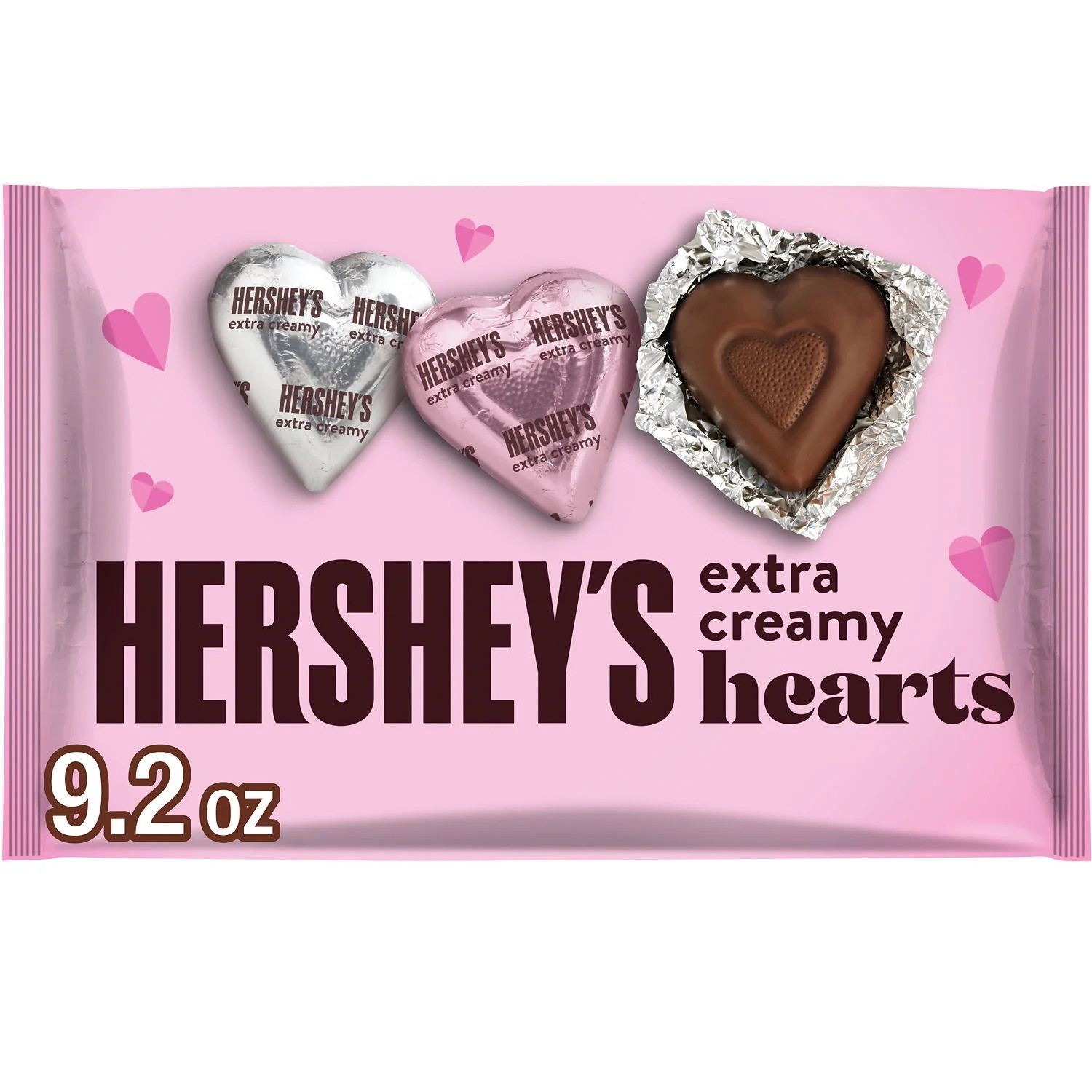 HERSHEY'S Extra Creamy Milk Chocolate Hearts, Valentine's Candy Bag, 9.2 oz | Walmart (US)