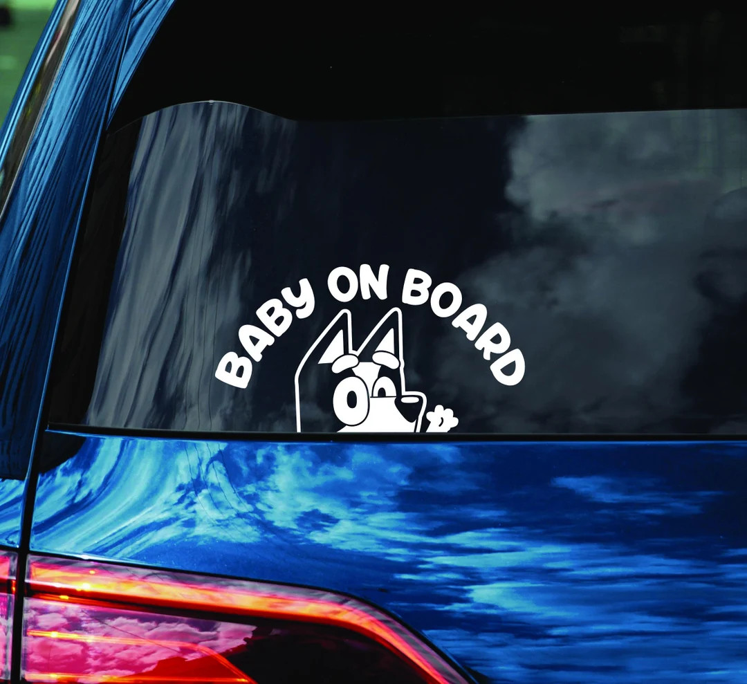Bluey "baby on Board" - Version B - Glossy White Cut Vinyl Car Decal - Etsy | Etsy (US)