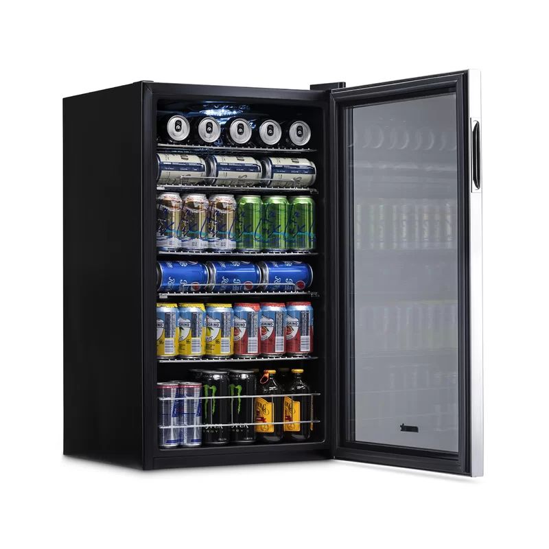 Newair 126 Can Freestanding Beverage Fridge in Stainless Steel with Adjustable Shelves | Wayfair North America