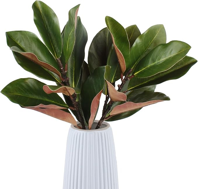 2pcs Magnolia Artificial Leaves Branches 22" Faux Magnolia Leaves with Stems Fake Artificial Gree... | Amazon (US)