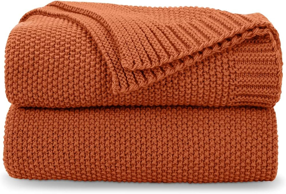 CozeCube Manta naranja para sofá, manta de punto trenzado suave y acogedora para cama, sofá, sa... | Amazon (US)