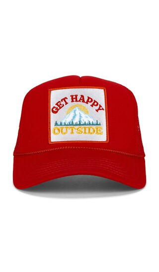 Friday Feelin Get Happy Outside Trucker Hat in Red. | Revolve Clothing (Global)