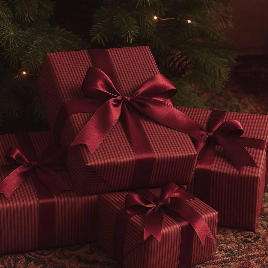 Old Matte Red Stripe Wrapping Paper, Luxury Wine Red Packaging Papers for Party, Bulk Gift Wrap R... | Amazon (US)