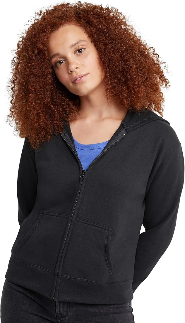 Hanes Women's EcoSmart Full-Zip Fleece Hoodie, Zip-Up Hooded Sweatshirt For Women | Amazon (US)