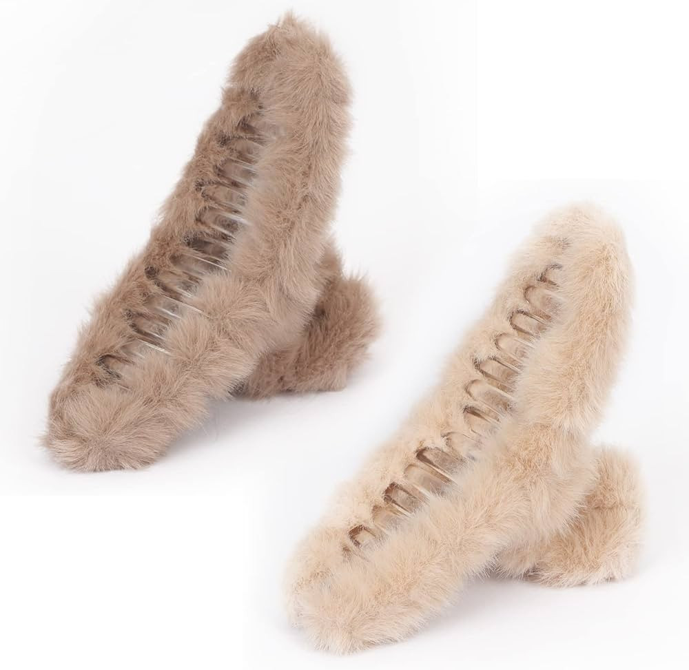 Songaa Hair Claw Clips for Women (2 PCS), 4.7 Inch Plush Hair Clips Strong Hold Non-Slip Hair Bar... | Amazon (US)