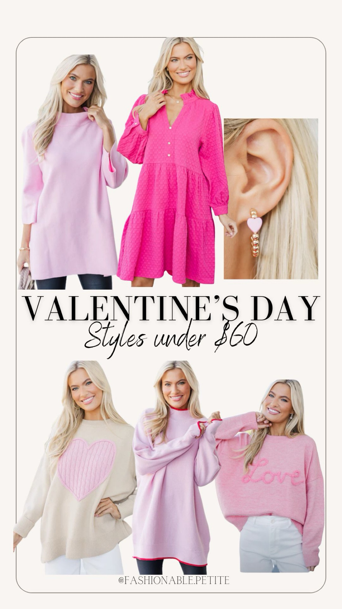 Valentine’s Day outfits under $60! Pink sweaters and heart sweaters for Valentine’s Day!
V Day, pink sweater, pink dress, pink outfit, Valentine’s Day 

#LTKFindsUnder100