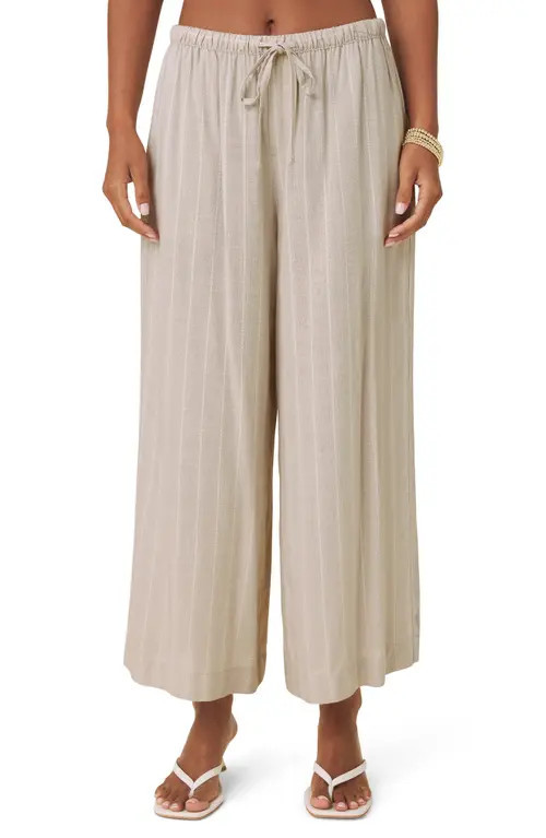 Splendid Bianca Stripe Drawstring Pants in Fawn/white at Nordstrom, Size Large | Nordstrom