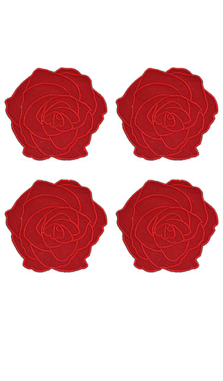 Red Rose Cocktaill Napkins Set Of 4 | Revolve Clothing (Global)