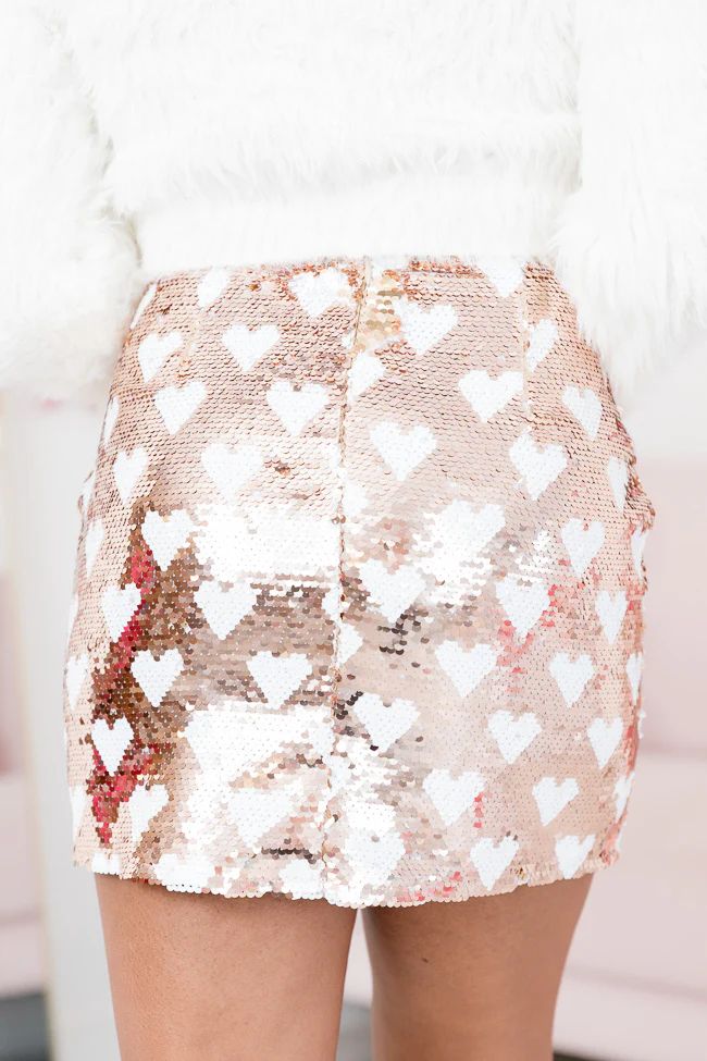 With All My Heart Gold Sequin Heart Skirt | Pink Lily